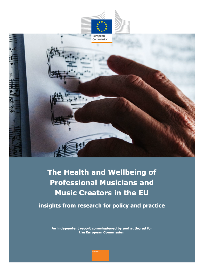 European Commission, Directorate-General for Education, Youth, Sport and Culture, Vermeersch, L., Van Herreweghe, D., Meeuwssen, M. (2023). The health and wellbeing of professional musicians and music creators in the EU : insights from research for policy and practice, Publications Office of the European Union.